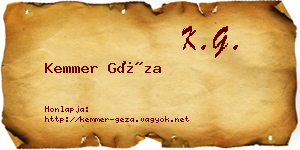 Kemmer Géza névjegykártya